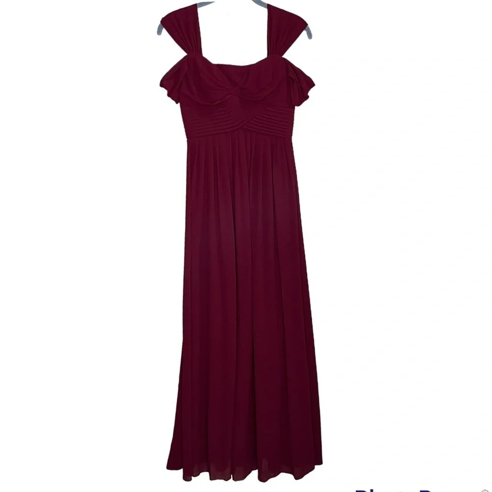 Lulus maxi dress burgundy cherry red make me move wedding guest long gown xs - Picture 5 of 9